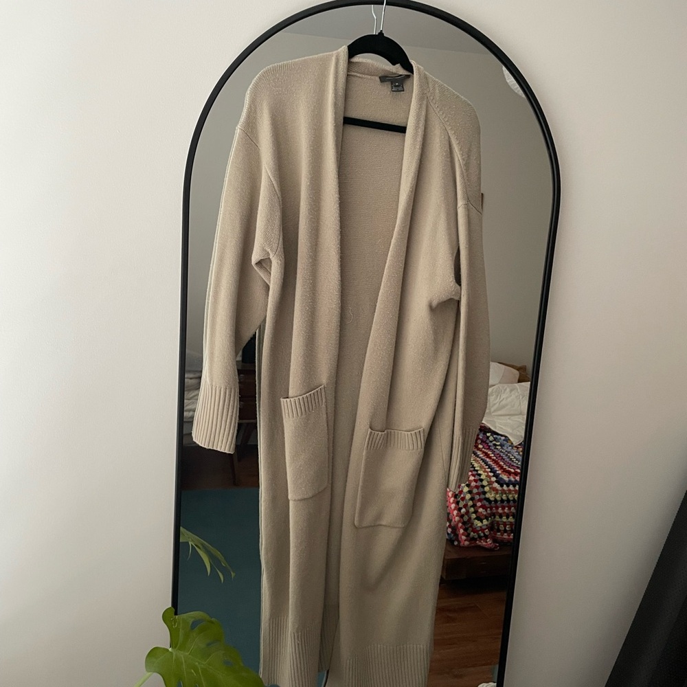 French connection sage/taupe long duster cardigan